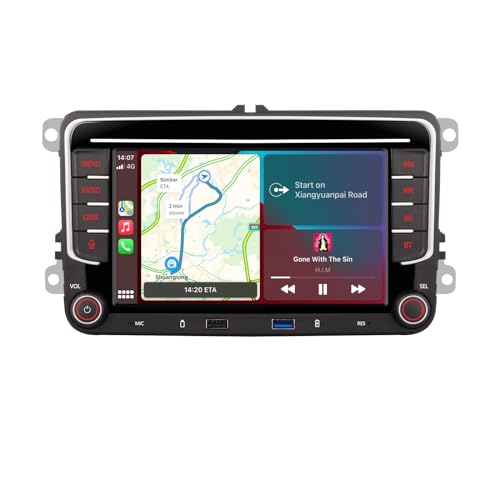YZKONG Autoradio kompatibel für VW Passat Golf MK5 Jetta Caddy EOS Tiguan mit Kabellos Carplay Android Auto IPS Touchscreen Autoradio, AM/FM RDS Radio, BT, Dual USB Port von YZKONG