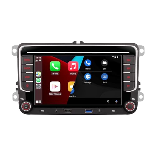 YZKONG Autoradio mit Wireless CarPlay Android Auto, Für VW Golf 5 6 Polo Passat Tiguan EOS 7 Zoll Touchscreen Bildschirm mit Android Auto Display Car Radio Bluetooth mit AM/FM/RDS/USB von YZKONG