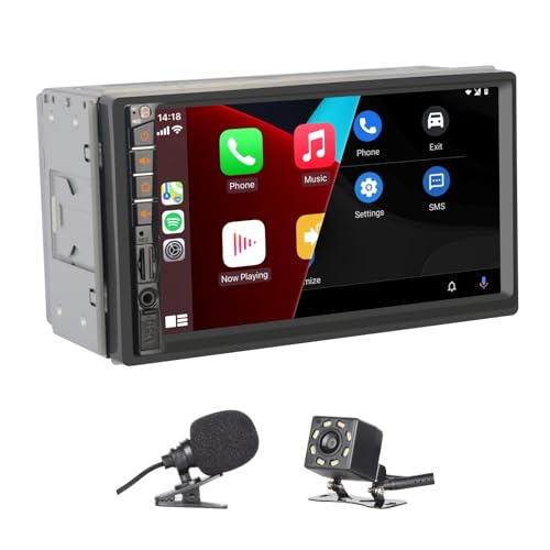 YZKONG Double DIN Autoradio kompatibel mit Apple CarPlay & Android Auto mit 7 Zoll HD-Touchscreen-Rückblick Kamera, Telefonspiegel-Link, AM/FM-Radio, USB/SD/Aux in, Bluetooth von YZKONG