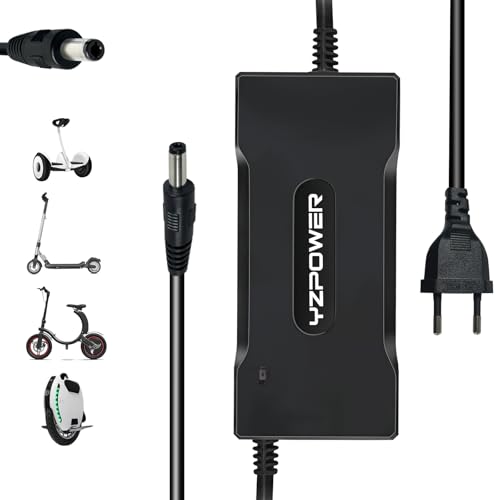 YZPOWER 42V 2A Ladegerät für Elektroroller, E Bike Ladegerät für 36V Lithium-Ionen-Akku mit DC-Stecker 1 Loch 5,5 x 2,1 mm von YZPOWER