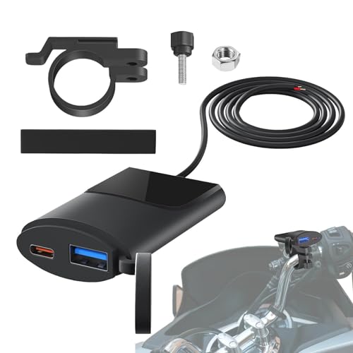 Yabauuop Motorrad -Telefonladegerät, Telefonladegerät für Motorrad - QC 3.0 Motorradladegerät wasserdichte PD -USB -Adapter,12V-24V Ultra-Narrow Schnelladapter-Doppel-Ladeanschluss für Tablet & von Yabauuop