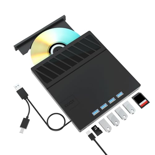 Yaeonku Externe Blu Ray CD DVD Laufwerk USB 3.0 Type-C 3D BD Externer CD/DVD Blu-ray Brenner with 4 USB Ports and 2 SD Card Portable Bluray Laufwerk Drive für for Laptop PC Linux Windows Mac OS von Yaeonku