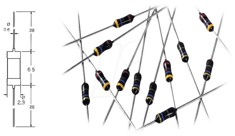 MPR 4,70K - Widerstand, Metallschicht, 4,7 kOhm, 0207, 0,6 W, 0,1% von Yageo