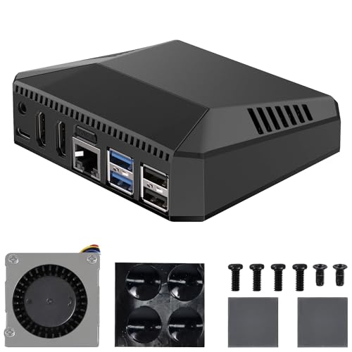 Yahboom Argon ONE V3 Case Raspberry Pi 5 Case Black Aluminum Alloy Case, Magnetic Upper Vover, with Cooling Fan,for RPi5 NVME M.2 SSD PWM Cooler PCIE, with M.2 SSD Slot (Argon ONE V3) von Yahboom
