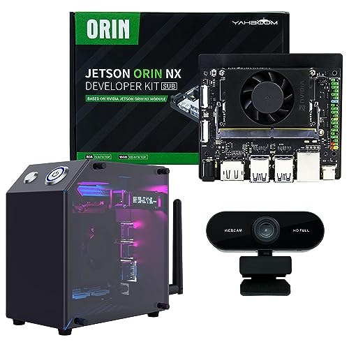 Yahboom Jetson Orin NX 16GB 100TOP Rechenleistung, Jetson-Gehäuse, RGB-Lüfter, USB-Mikrofonkamera, elektronisches Kit künstliche Intelligenz Ubuntu20.04 (Orin NX 16GB Mini PC Kit) von Yahboom