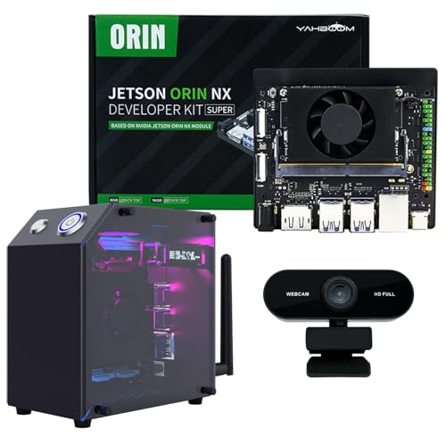 Yahboom Jetson Orin NX 16GB 157TOP Rechenleistung, Jetson-Gehäuse, RGB-Lüfter, USB-Mikrofonkamera, elektronisches Kit künstliche Intelligenz Ubuntu22.04 (Orin NX 16GB Mini PC Kit) von Yahboom