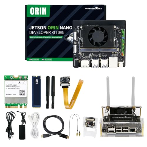 Yahboom Jetson Orin Nano 8 GB Entwicklungskit Wi-Fi IMX219 CSI Kamera Entwicklungsboard Shell Ubuntu System Kit für künstliche Intelligenz (Orin Nano 8GB Cam Advanced Kit) von Yahboom