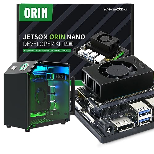 Yahboom Jetson Orin Nano 8GB Development Board Kit 40TOP, with Jetson Case, 256GB SSD, RGB Cooling, USB Camera, Electronic Kit Intelligence Ubuntu20.04 Provide ROS2 Data (Orin Nano 8GB Mini PC Kit) von Yahboom
