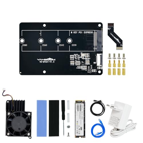 Yahboom PCIe M.2-SSD, 256G-SSD, PD Power Adapter, Active Heatsink (Raspberry Pi 5 NOT Include) (Without Pi5-PCIe M.2 SSD Kit) von Yahboom
