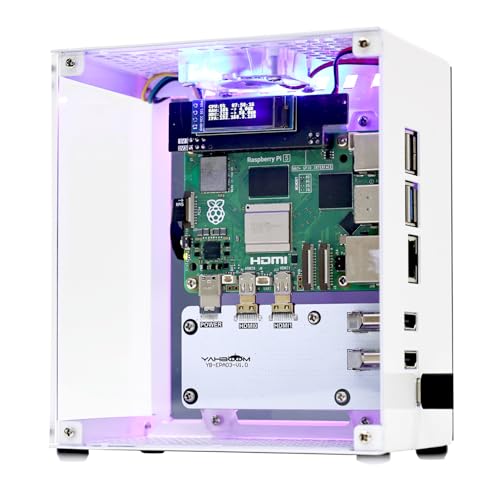 Yahboom Raspberry Pi 5 Case, Aluminum Mini Tower Case with Cooling PWM Fan and RGB Color Changing Mood Light von Yahboom