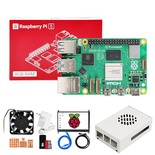 Yahboom Raspberry Pi 5 Developer Kit 8GB+IPS HD 7-inch Display,Case (with Fan)+PD Power Adapter,Heat Sink Ubuntu20.04 ROS2 for Robot AI(8GB-7 in Screen Kit) von Yahboom
