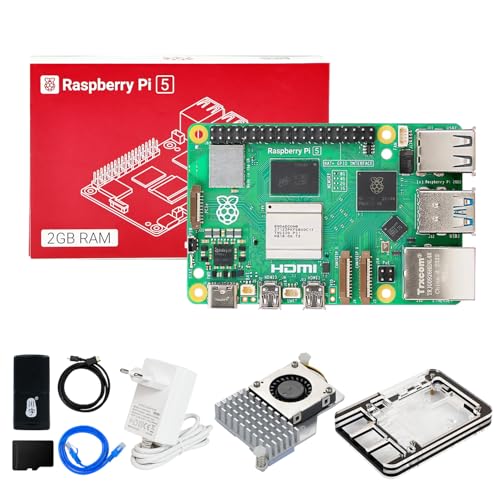Yahboom Raspberry Pi 5 Starter Kit 2GB,64GB SD Card,Pi 5 Case Official Active Cooling, 27W 5.1V 5A USB C Power Supply, HDMI Cable Ubuntu20.04 ROS2 (2GB-Official Cooler Kit) von Yahboom