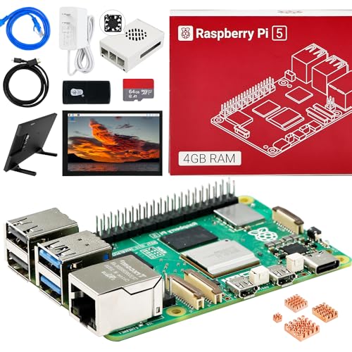 Yahboom Raspberry Pi 5 Starter Kit 4GB/8GB+HD 10.1inch Display,Case,27W PD Power Adapter,Heat Sink Ubuntu20.04 ROS2 System Suitable for Robot AI (4GB-10 in Screen Kit) von Yahboom