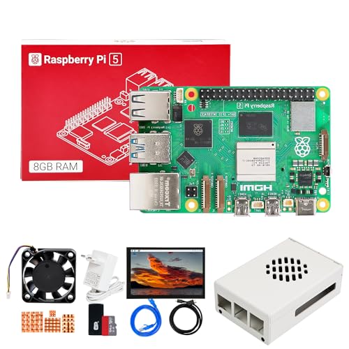 Yahboom Raspberry Pi 5 Starter Kit 8GB+HD 10.1inch Display,Case,27W PD Power Adapter,Heat Sink Ubuntu20.04 ROS2 System Suitable for Robot AI (8GB-10 in Screen Kit) von Yahboom
