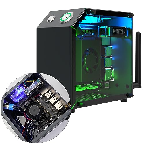 Yahboom Jetson Schutzhülle für Jetson Nano Orin Nano Orin NX Super Heat Metall Mini Protect Case mit Kühlung Lüfter Antenne RGB Licht (OLED benötigt Programmlaufwerk) von Yahboom
