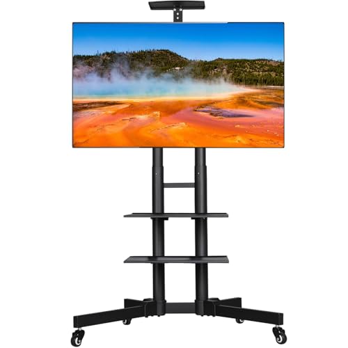 Yaheetech TV-Halterung auf Rollen mit Bremsen für 32 bis 65 Zoll Bildschirm/LCD/LED/Plasma VESA 100 x 100 mm bis 600 x 400 mm, Bodenwagen, höhenverstellbar von Yaheetech