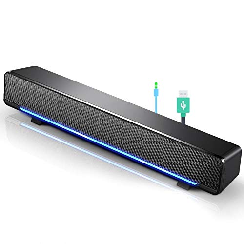 YaizK Mini Kabelgebundene Soundbar Musik Player Bass Surround Soundbox Lautsprecher mit 3,5 mm Audiostecker für Desktop, Laptop, Fernseher, Smartphone, Tablet-PC, MP3, MP4 und mehr(Schwarz) von YaizK