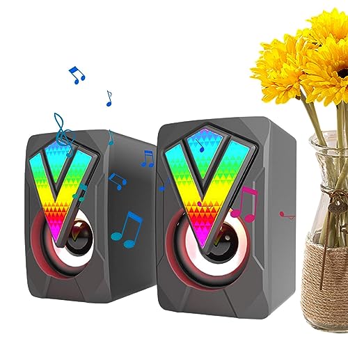 Yajexun RGB-PC-Lautsprecher | Desktop-Lautsprecher für Spielemonitor | Computer-verkabelter Lautsprecher, Desktop-Lautsprecher, Multimedia-USB-Lautsprecher mit Lichteffekt für Musikgeräte von Yajexun