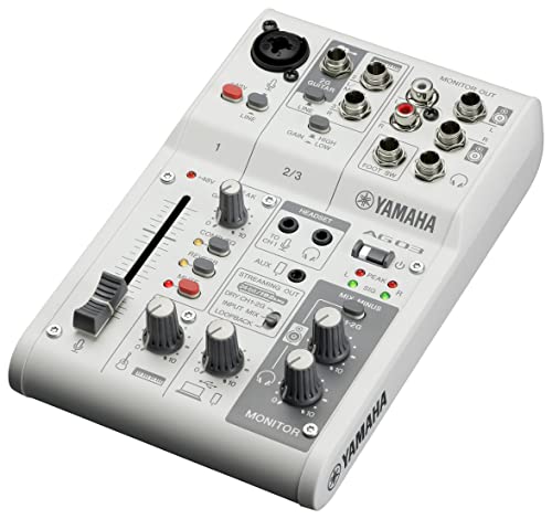 Yamaha AG03MK2 3-Kanal-Live-Streaming Mischpult mit USB-Audio-Interface – Für Windows, Mac, iOS und Android – In Weiß von Yamaha