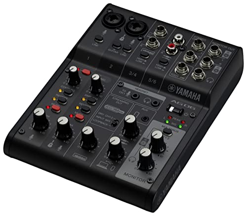 Yamaha AG06MK2 6-Kanal-Live-Streaming Mischpult mit USB-Audio-Interface – Für Windows, Mac, iOS und Android – In Schwarz von Yamaha