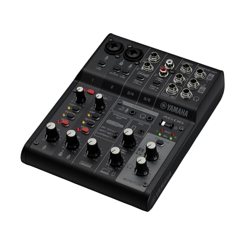 Yamaha AG06MK2 6-Kanal-Live-Streaming Mischpult mit USB-Audio-Interface – Für Windows, Mac, iOS und Android – In Schwarz von YAMAHA