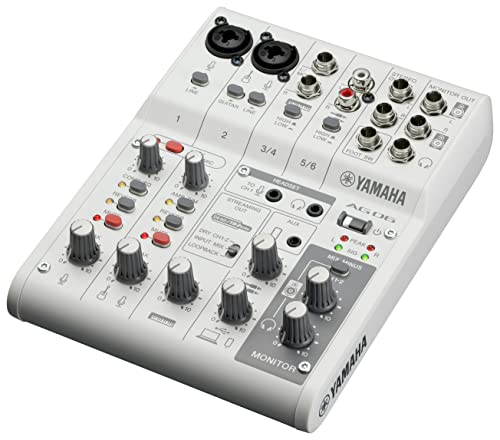 Yamaha AG06MK2 6-Kanal-Live-Streaming Mischpult mit USB-Audio-Interface – Für Windows, Mac, iOS und Android – In Weiß von Yamaha