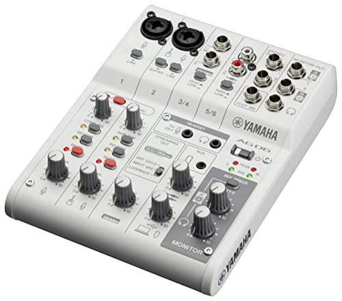 Yamaha AG06MK2 6-Kanal-Live-Streaming Mischpult mit USB-Audio-Interface – Für Windows, Mac, iOS und Android – In Weiß von YAMAHA