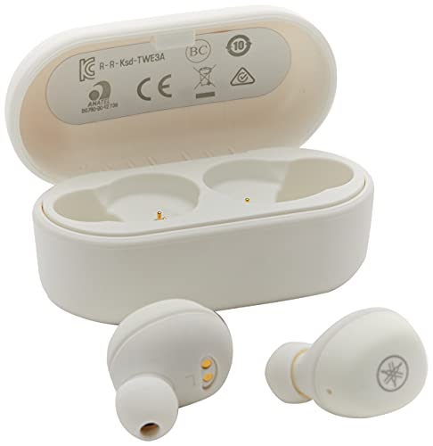Yamaha TW-E3A Bluetooth-Kopfhörer – Kabellose In-Ear-Kopfhörer in Weiß – 6 Stunden Wiedergabezeit mit einer Ladung – Wasserdicht (IPX5 Zertifizierung) – Inkl. Ladecase von Yamaha