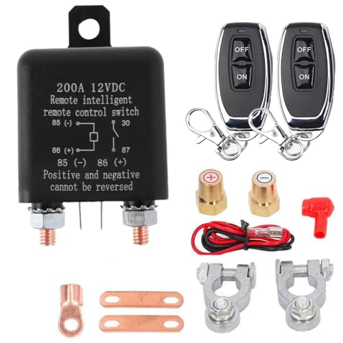 Universal Auto Batterie Schalter Relais DC 12V 120A/200A mit Fernbedienung für Automotive Wireless Isolator Cut Off Anti-Diebstahl Power Off (200A) von YancioGZ