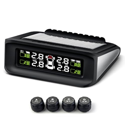 Wasserdichtes kabelloses Reifendruckkontrollsystem mit 4 Sensoren, externe Ventilalarmfunktion mit LCD-Display, TPMS Universal-Autodetektor von YancioGZ