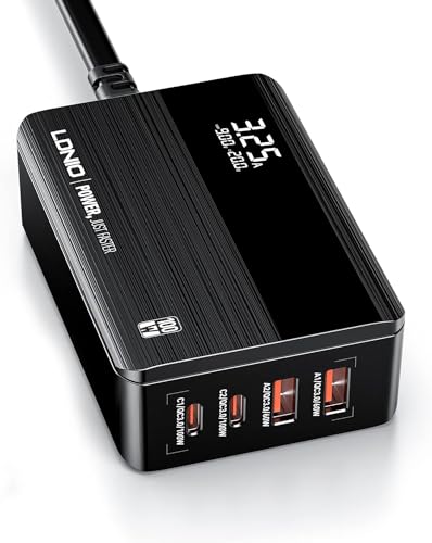 Yangers 100W GaN Super Fast Desktop Charger 4 Port, Smart Display Type C USB C Charger PD 3.0 PPS USB Ladestation USB C Power Adapter für Macbook Pro/Air Laptop iPhone iPad Huawei Xiaomi Samsung Yangers 100W GaN Super Fast Desktop Charger 4 Port, Smart Display Type C USB C Charger PD 3.0 PPS USB Ladestation USB C Power Adapter für Macbook Pro/Air Laptop iPhone iPad Huawei Xiaomi Samsung von Yangers