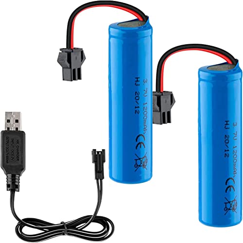 Yangers 2 Stück 3,7 V 1200 mAh Li-Ionen-Akku RC wiederaufladbare Batterien 15C SM-2P Steckverbinder mit USB-Ladegerät Set für RC Auto Off Road Truck Jumper Fahrzeug Drift Monster Spielzeug Yangers 2 Stück 3,7 V 1200 mAh Li-Ionen-Akku RC wiederaufladbare Batterien 15C SM-2P Steckverbinder mit USB-Ladegerät Set für RC Auto Off Road Truck Jumper Fahrzeug Drift Monster Spielzeug von Yangers