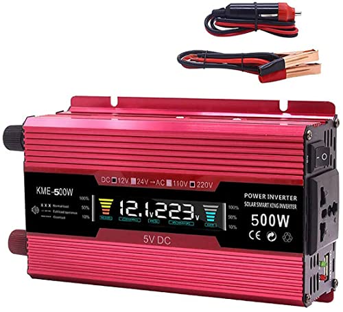 Yangers 500 W Kfz-Wechselrichter, 12 V auf 240 V Spannung, DC auf Wechselstrom, modifizierter Sinuswellen-Transformator, Fahrzeug-Ladegerät, LCD-Display, 2 USB-Anschlüsse, Netzadapter, Yangers 500 W Kfz-Wechselrichter, 12 V auf 240 V Spannung, DC auf Wechselstrom, modifizierter Sinuswellen-Transformator, Fahrzeug-Ladegerät, LCD-Display, 2 USB-Anschlüsse, Netzadapter, von Yangers