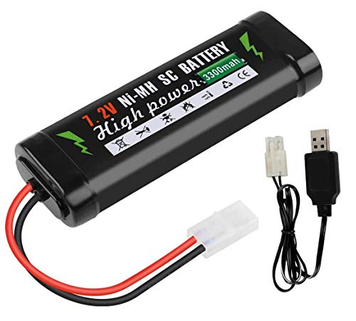 Yangers 7,2 V 3300 mAh KET-2P-Stecker NI-MH-Akku + USB-Ladegerät für RC-Spielzeug Auto LKW Boot Hubschrauber Drohne Quadcopter von Yangers