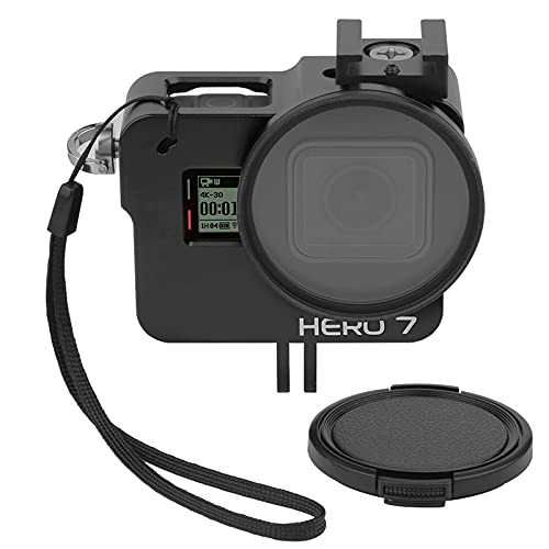 Yangers Aluminiumlegierung Schutzgehäuse Zubehör für GoPro Hero 7 Black 6 5, steife Metallschale Rahmen seitlich offener Käfigdeckel mit Fahrradhalterung, 52mm UV-Filterlinsenkappe Yangers Aluminiumlegierung Schutzgehäuse Zubehör für GoPro Hero 7 Black 6 5, steife Metallschale Rahmen seitlich offener Käfigdeckel mit Fahrradhalterung, 52mm UV-Filterlinsenkappe von Yangers