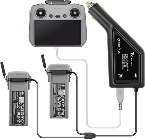 Yangers Autoladegerät für DJI Air 3 Drohne (Nicht für Mavic Air 2/Air), 3-in-1 Autoladegerät-Adapter für Air 3 Akku + Fernbedienung/Smartphone/iPad von Yangers
