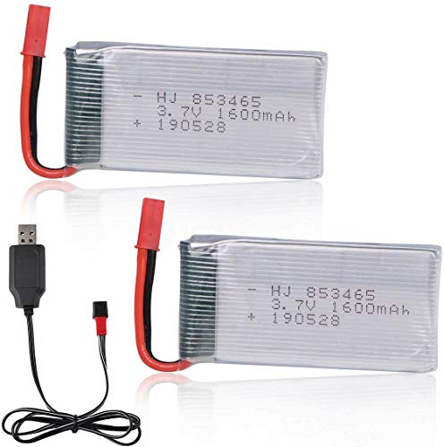 Yangers wiederaufladbare Lipo-Batterie 2er Pack 3,7 V 25 C 1600 mAh JST-Steckerbuchse mit USB-Ladegerät für RC-Auto Boot Syma UAV Drohnen Spielzeug X800 X 400 X 300C Yangers wiederaufladbare Lipo-Batterie 2er Pack 3,7 V 25 C 1600 mAh JST-Steckerbuchse mit USB-Ladegerät für RC-Auto Boot Syma UAV Drohnen Spielzeug X800 X 400 X 300C von Yangers