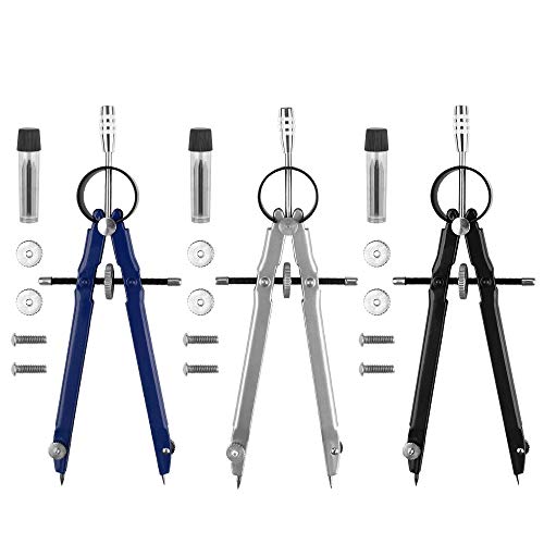 3 Stück Zirkel Schule Edelstahl Set, Zeichnen Zirkel Schnellverstellzirkel Metall Geometrie Kompass Geometrie Zirkel Set Präzis für Grundschule Schule Kinder Studenten (3 Farbe) von Yangfei