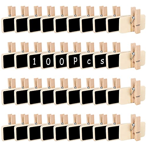 Mini-Kreidetafel, 100 Stück, aus Holz, Mini-Anzeigetafel mit Klemme, Mini-Memotafel, Mini-Tafel für Memo, Hochzeit, Lebensmitteletikett (Rechteck-Form) Mini-Kreidetafel, 100 Stück, aus Holz, Mini-Anzeigetafel mit Klemme, Mini-Memotafel, Mini-Tafel für Memo, Hochzeit, Lebensmitteletikett (Rechteck-Form) von Yangfei