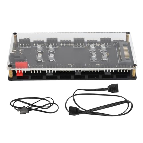 12 V 4PIN ARGB-PWM-Hub, 2-in-1 ARGB-PWM-Hub, 8 Anschlüsse, PWM-Temperaturregelung, Geschwindigkeitsregelung, Lüfter, PWM-Hub für Computergehäuse-Lüfter von Yanmis