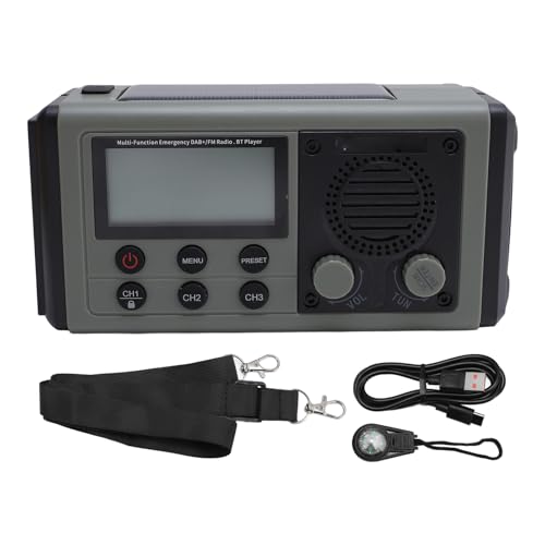 Aufziehbares Solarradio, Tragbares Notfall-Handkurbelradio, Autarkes DAB-FM-Radio mit Taschenlampe, BT-Lautsprecher, 10000-mAh-Telefonladegerät (Green) von Yanmis