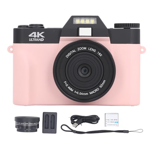 Yanmis 4K Digitalkamera für Fotografie, 4K 48MP, 16-facher Digitalzoom, Digitalkamera mit automatischem Fokus mit faltbarem Display von 3 Zoll bis 180 Grad, von Yanmis