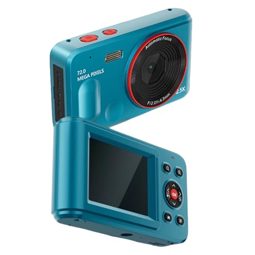 Digitalkameras, 72 MP, 2,5 K, 16-Fach Zoom-Kamera, Autofokus, Anti-Shake-Point und, Tragbare Kompaktkamera für Kinder, Studenten, Vlogging, Selfie, 2,4-Zoll-Bildschirm (Blue) von Yanmis