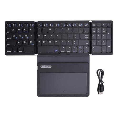 Kabellose -Tastatur mit Touchpad, Dreifach Faltbare Tragbare Tastatur für Computer-Tablets, Reaktionsschnelle Scherentasten, Integriertes Touchpad, Unterstützt Wins, OS X, von Yanmis