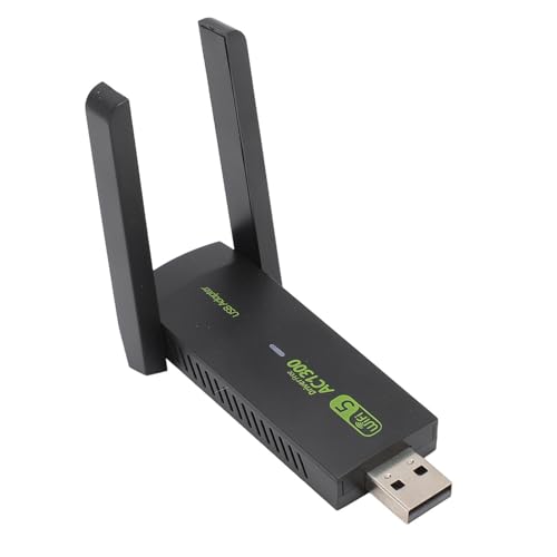 Yanmis USB-WLAN-Adapter, Zwei 5 DBi High-Gain-Antennen 802.11ac/ax/a/b/g/n für Windows 7 8 10 11, 1300 Mbit/s 2,4 GHz 5 GHz Dualband-USB-WLAN-Adapter von Yanmis