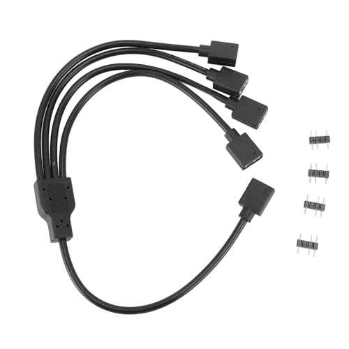 Yanmis 1 Bis 4 ARGB-Splitterkabel, 5 V 3-poliges Adressierbares RGB-Splitter-Verlängerungskabel, ARGB-Buchse auf Buchse-Kabel mit Männlichen Stiften, für Computergehäuse, CPU-Kühlkörper von Yanmis