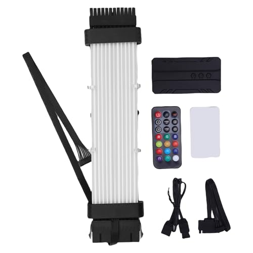 Yanmis ARGB PSU -Kabel, Leuter -LED -Strip -Set für PC -Motherboard- und Grafikkarte, ARGB Motherboard Netzteil Verlängerungskabel, Kompatibel mit 8 Pin, 24 Pin, Meteor (SK3 Controller Black) von Yanmis