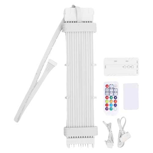 Yanmis ARGB PSU -Kabel, Leuter -LED -Strip -Set für PC -Motherboard- und Grafikkarte, ARGB Motherboard Netzteil Verlängerungskabel, Kompatibel mit 8 Pin, 24 Pin, Meteor (SK3 Controller Weiß) von Yanmis