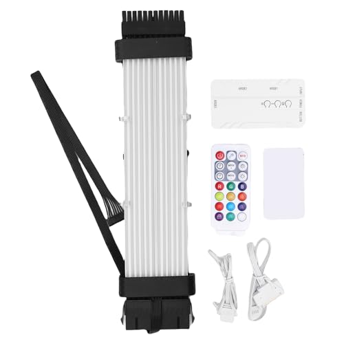 Yanmis ARGB PSU -Kabel, Leuter -LED -Strip -Set für PC -Motherboard- und Grafikkarte, ARGB Motherboard Netzteil Verlängerungskabel, Kompatibel mit 8 Pin, 24 Pin, Meteor (SK3 Controller Weiß) von Yanmis