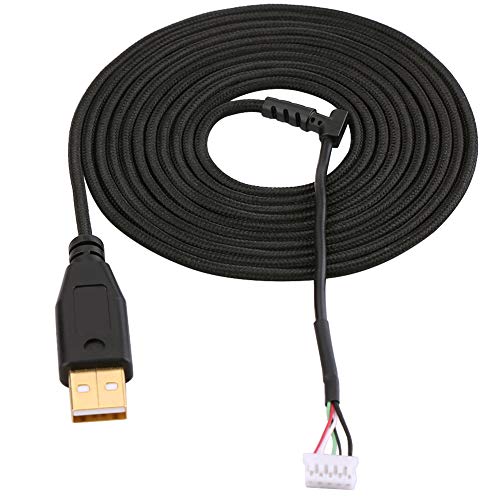 Yanmis Ersatz-USB-Mauskabel für Naga 2014, geflochtenes Kabel, schwarz, langlebig, Länge 2,2 m für Gamer von Yanmis